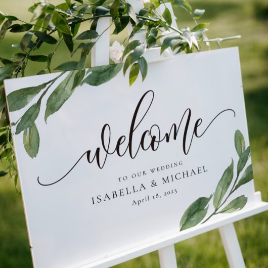 Grüne Leaf Wedding Willkommenszeichen Poster