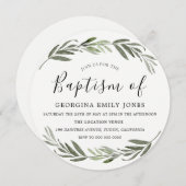 Grüne Leaf Wreath Boy Taufe Einladung (Vorne/Hinten)