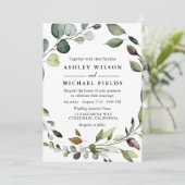 Grüne Leaf Wreath Wasserfarbe Moderne Hochzeit Einladung (Stehend Vorderseite)