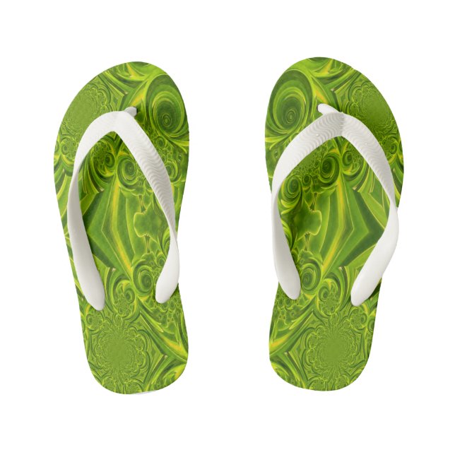 Grüne, lebendige, wirbelnde Kinder Flip Flops Kinderbadesandalen (Fußbett)