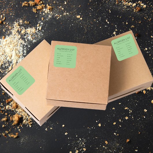 Grüne Lebensmittelsicherheitsallergie Inhaltsstoff Quadratischer Aufkleber