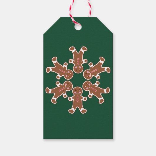 Grüne Lebkuchen Snowflake Geschenketiketten Geschenkanhänger (Vorderseite)
