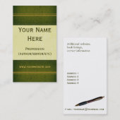 Grüne lederne Buch-Visitenkarte Visitenkarte (Vorne/Hinten)