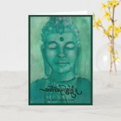 Grüne leere Gruß-Karte Buddhas Karte (Gelbe Blume)
