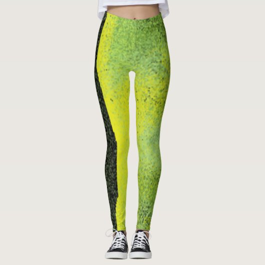 Grüne Leggings mit einem schwarzen Streifen (Vorderseite)