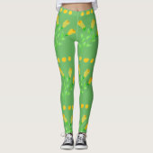 Grüne Leggings mit Musrard-Gelb (Vorderseite)