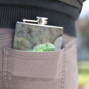 Grüne Leguane Edelstahl-Wasserflasche Flachmann