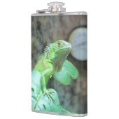 Grüne Leguane Edelstahl-Wasserflasche Flachmann (Links)