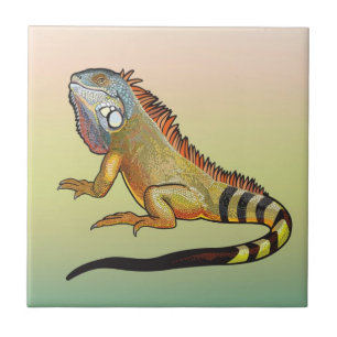 Grüne Leguane Fliese