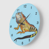 Grüne Leguane Große Wanduhr (Winkel)