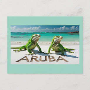 Grüne Leguane in Aruba Feiertagspostkarte
