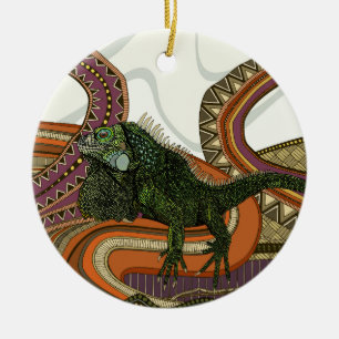 Grüne Leguane Keramik Ornament