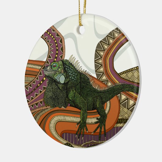 Grüne Leguane Keramik Ornament (Links)