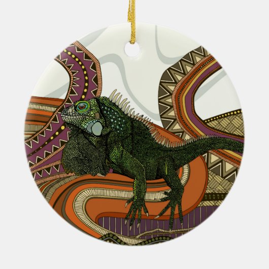 Grüne Leguane Keramik Ornament (Hinten)