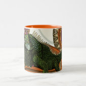 Grüne Leguane Zweifarbige Tasse (Mittel)