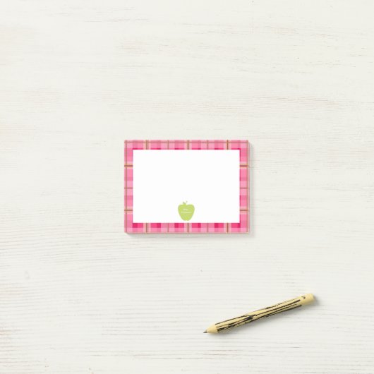 Grüne Lehrer Apples karierte Posten-it® Post-it Klebezettel (Auf Schreibtisch)