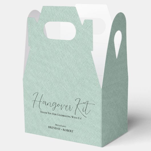 Grüne Leinen Einfaches Script Hangover Erholung Ki Geschenkschachtel (Geöffnet)