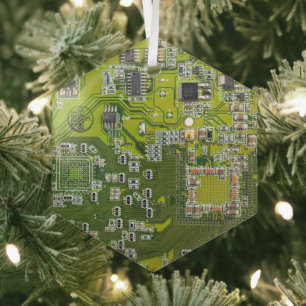 Grüne Leiterkarte der gedruckten Leiterplatte 2 Ornament Aus Glas