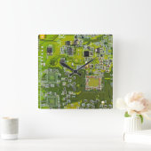 Grüne Leiterkarte der gedruckten Leiterplatte 2 Quadratische Wanduhr (Zuhause)