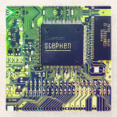 Grüne Leiterplatte ・ Geek electronic PCB Glasuntersetzer (Vorderseite)