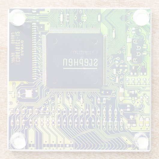 Grüne Leiterplatte ・ Geek electronic PCB Glasuntersetzer (Rückseite)