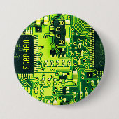 Grüne Leiterplatten, elektronische Bauteile, bedru Button (Vorderseite)