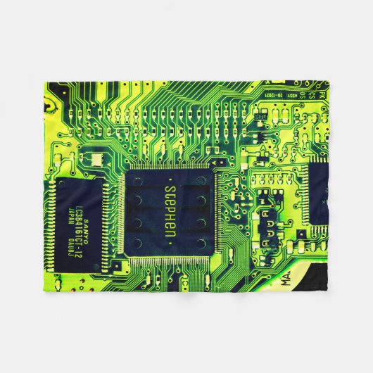 Grüne Leiterplatten, elektronische Bauteile, bedru Fleecedecke (Vorderseite (Horizontal))