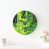 Grüne Leiterplatten, elektronische Bauteile, bedru Große Wanduhr (Zuhause)