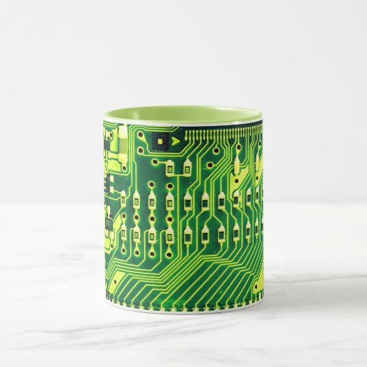 Grüne Leiterplatten, elektronische Bauteile, bedru Tasse (Zentrum)
