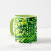 Grüne Leiterplatten, elektronische Bauteile, bedru Tasse (Vorderseite Links)