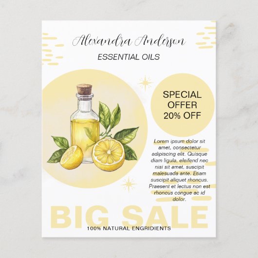 Grüne Lemon Essential Oils Wasserfarbe Botanisch Flyer (Vorne)