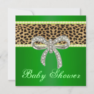 Grüne Leopard Diamant Bogen Babyparty-Einladung Einladung