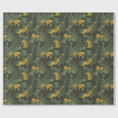 Grüne Leopard Jungle Safari Wrapping Paper Roll Geschenkpapier (Flach)