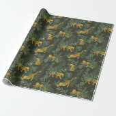 Grüne Leopard Jungle Safari Wrapping Paper Roll Geschenkpapier (Ungerollt)