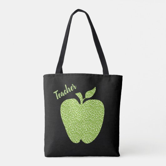 Grüne Leopard Print Apple Lehrer Tasche (Rückseite)