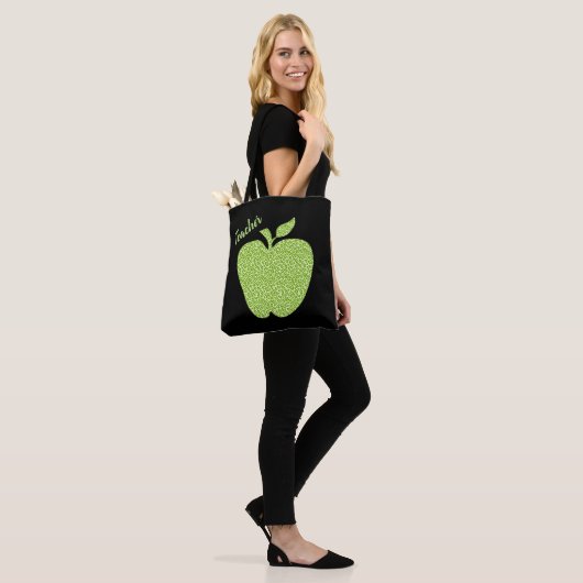 Grüne Leopard Print Apple Lehrer Tasche (Am Model)