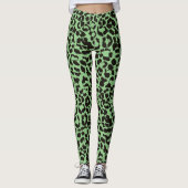 Grüne Leopard Safari Print Leggings (Vorderseite)