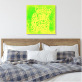 Grüne Leopard Vintag ummantelte Canvas Leinwanddruck (Insitu (Schlafzimmer))
