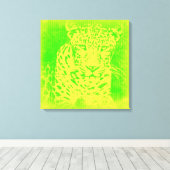 Grüne Leopard Vintag ummantelte Canvas Leinwanddruck (Insitu (Holzboden))