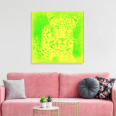 Grüne Leopard Vintag ummantelte Canvas Leinwanddruck (Insitu (Wohnzimmer))