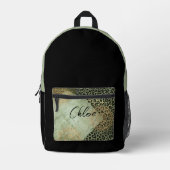 Grüne Leoparde, Grunge Muster Bedruckter Rucksack (Vorderseite)