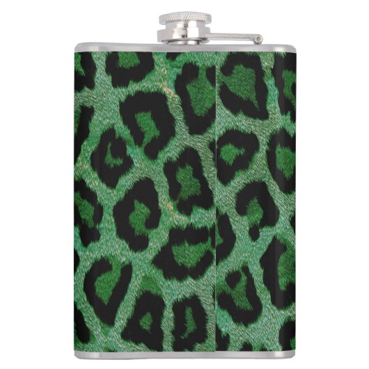 Grüne Leopardenfarbe Flachmann (Rückseite)