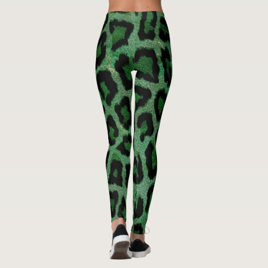 Grüne Leopardenfarbe Leggings (Rückseite)