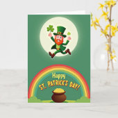 Grüne Leprechaun-Schablone Karte (Gelbe Blume)