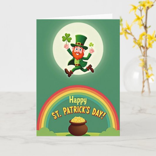 Grüne Leprechaun-Schablone Karte (Gelbe Blume)