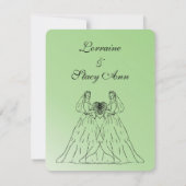 Grüne Lesbische Hochzeitseinladung Einladung (Rückseite)