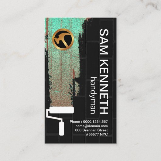 Grüne Leuchtfarbe an der schwarzen Wand Handyman Visitenkarte (Vorderseite)