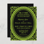 Grüne Leuchtstoff/Neonhochzeits-Einladungen Einladung (Vorne/Hinten)