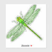 Grüne Libelle Aufkleber (Blatt)