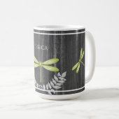 Grüne Libelle Rustikale Personalisierte Kaffee-Tas Kaffeetasse (VorderseiteRechts)